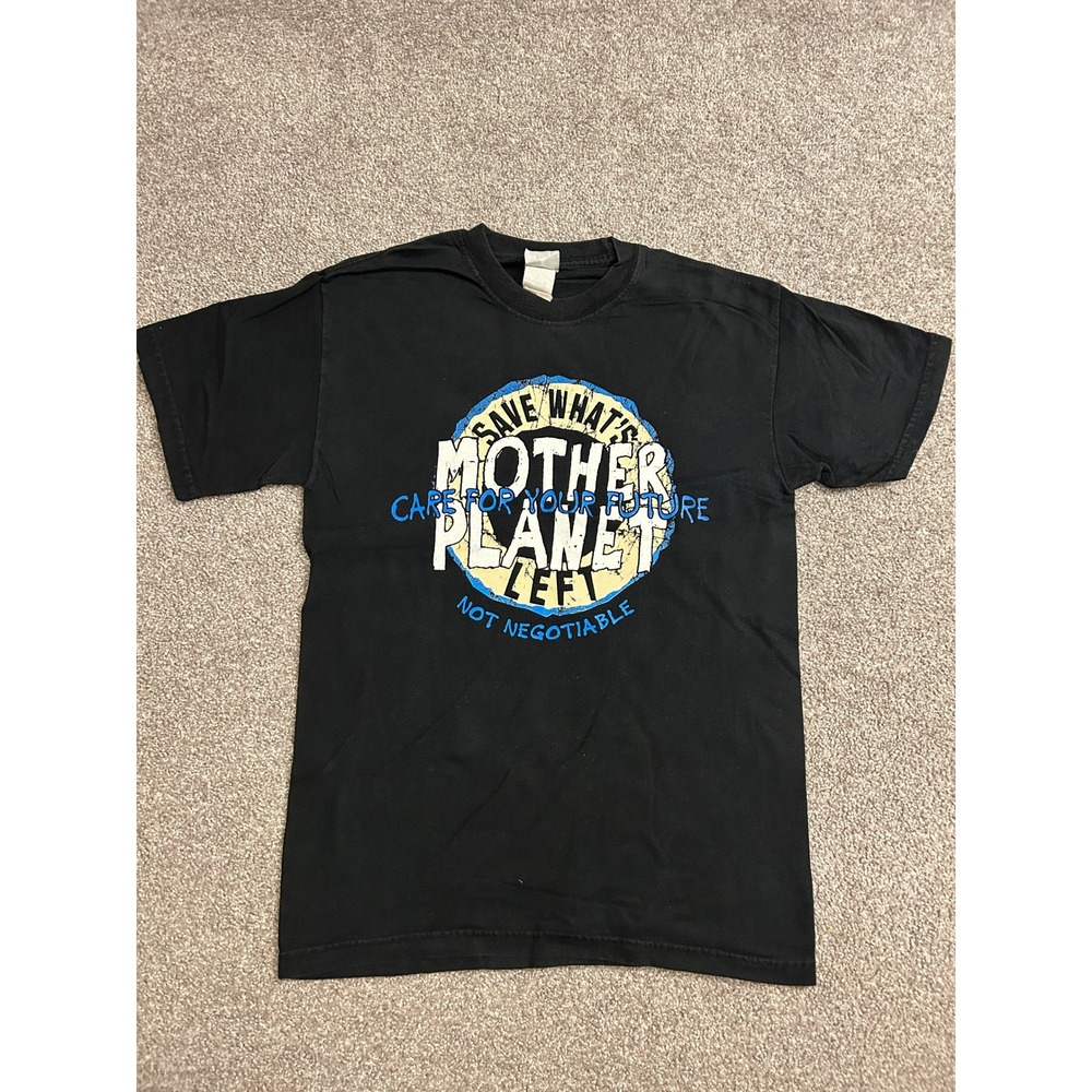 Hanes T-Shirt Unisex Small Black Excellent Save Mother Planet Graphic Tee